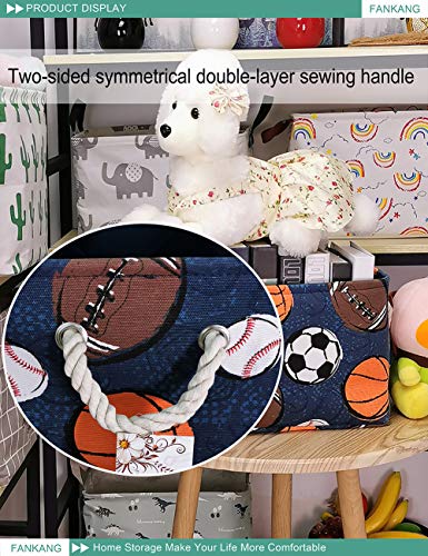 FANKANG Rectangular Laundry Basket Nursery Storage Fabric Storage Bin Storage Hamper,Book Bag,Gift Baskets(Navl-ball game)
