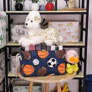 FANKANG Rectangular Laundry Basket Nursery Storage Fabric Storage Bin Storage Hamper,Book Bag,Gift Baskets(Navl-ball game)