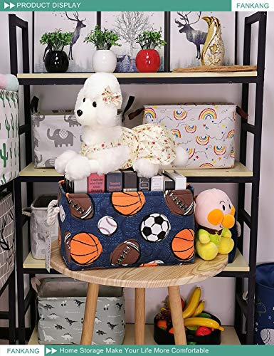 FANKANG Rectangular Laundry Basket Nursery Storage Fabric Storage Bin Storage Hamper,Book Bag,Gift Baskets(Navl-ball game)