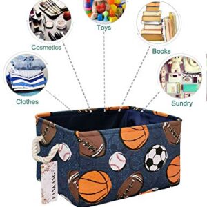 FANKANG Rectangular Laundry Basket Nursery Storage Fabric Storage Bin Storage Hamper,Book Bag,Gift Baskets(Navl-ball game)