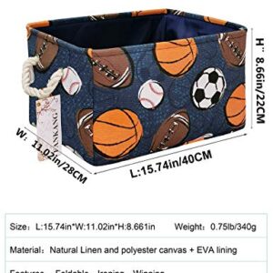 FANKANG Rectangular Laundry Basket Nursery Storage Fabric Storage Bin Storage Hamper,Book Bag,Gift Baskets(Navl-ball game)