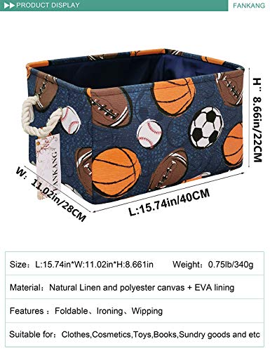 FANKANG Rectangular Laundry Basket Nursery Storage Fabric Storage Bin Storage Hamper,Book Bag,Gift Baskets(Navl-ball game)