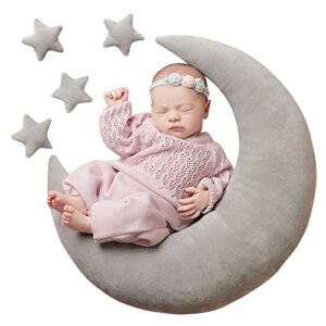 M&G House Newborn Photography Posing Pillow Crescent Moon Pillow Star Pillows Posing Beans Moon Pillow Stars Set Infant Boy Girl Baby Picture Prop(Gray)