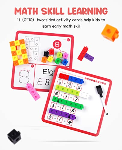 GAMENOTE Math Cubes Manipulatives with Activity Cards - Number Counting Blocks Toys Snap Linking Cube Math Counters for Kids Kindergarten Learning Activities