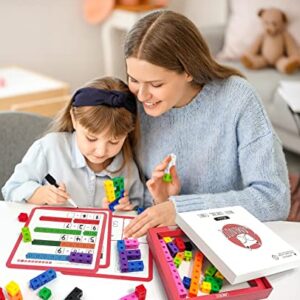 GAMENOTE Math Cubes Manipulatives with Activity Cards - Number Counting Blocks Toys Snap Linking Cube Math Counters for Kids Kindergarten Learning Activities