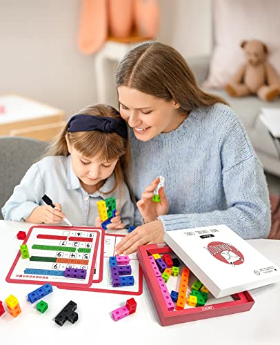 GAMENOTE Math Cubes Manipulatives with Activity Cards - Number Counting Blocks Toys Snap Linking Cube Math Counters for Kids Kindergarten Learning Activities