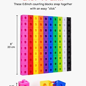 GAMENOTE Math Cubes Manipulatives with Activity Cards - Number Counting Blocks Toys Snap Linking Cube Math Counters for Kids Kindergarten Learning Activities