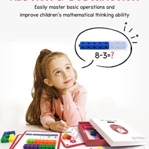 GAMENOTE Math Cubes Manipulatives with Activity Cards - Number Counting Blocks Toys Snap Linking Cube Math Counters for Kids Kindergarten Learning Activities