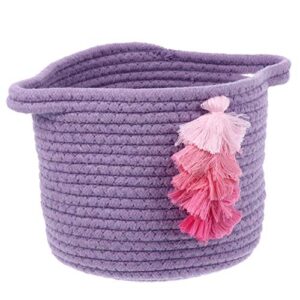 Nursery Basket Natural Cotton Rope Woven Bin Baby Hamper Basket for Laundry Baby Clothing Diapers Purple