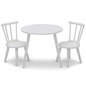 delta children homestead kids table & 2 chairs set - ideal for arts & crafts, greenguard gold certified, bianca white