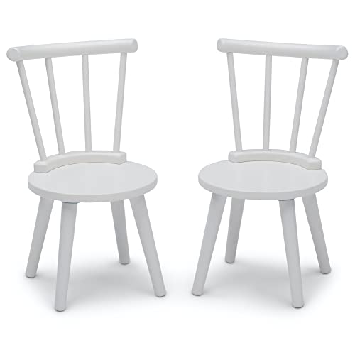 Delta Children Homestead Kids Table & 2 Chairs Set - Ideal for Arts & Crafts, Greenguard Gold Certified, Bianca White