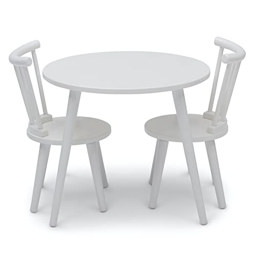 Delta Children Homestead Kids Table & 2 Chairs Set - Ideal for Arts & Crafts, Greenguard Gold Certified, Bianca White