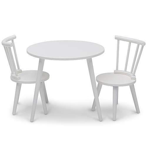 Delta Children Homestead Kids Table & 2 Chairs Set - Ideal for Arts & Crafts, Greenguard Gold Certified, Bianca White