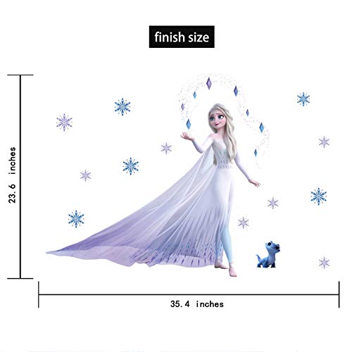 TUWUNA Frozen 2 Wall Decals,Giant Elsa Stickers Girl's Cartoon Bedroom Background Wall Decoration Self-Adhesive Wall Sticker for Party Decorations,Party Decal for Kids Party Favors