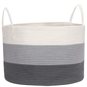 cosyland extra large 22.1“x22.1“x14.2“ storage laundry basket woven cotton rope organizer for blanket toys towels baby nursery hamper bin with handle