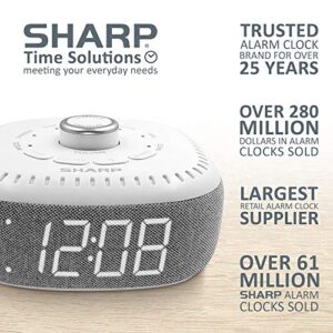 SHARP Sound Machine Alarm Clock with Bluetooth Speaker, 6 High Fidelity Sleep Soundtracks – White Noise Machine for Baby, Adults, Home and Office – White LED