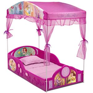delta children disney princess plastic sleep and play toddler bed with canopy