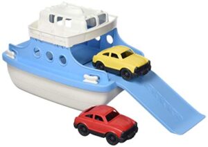 green toys ferry boat, blue/white cb - pretend play, motor skills, kids bath toy floating vehicle. no bpa, phthalates, pvc. dishwasher safe, recycled plastic, made in usa.