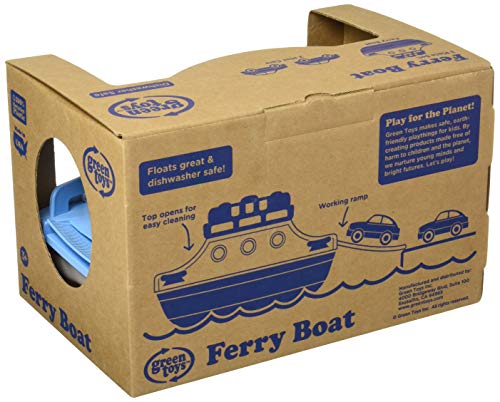 Green Toys Ferry Boat, Blue/White CB - Pretend Play, Motor Skills, Kids Bath Toy Floating Vehicle. No BPA, phthalates, PVC. Dishwasher Safe, Recycled Plastic, Made in USA.