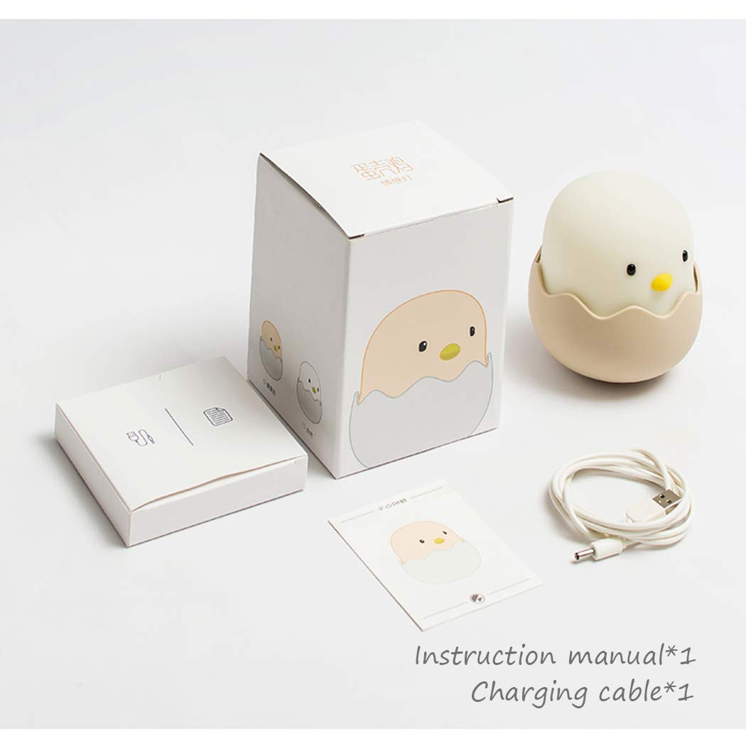 QANYI Egg Nightlight for Baby Nursery, Soft Kawaii Small Chicken Table Lamp with Rechargeable and Dimmable, Silicone Touch Sensor Birthday Gift Ideas for Baby Toddler Newborns Children Girls