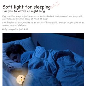 QANYI Egg Nightlight for Baby Nursery, Soft Kawaii Small Chicken Table Lamp with Rechargeable and Dimmable, Silicone Touch Sensor Birthday Gift Ideas for Baby Toddler Newborns Children Girls