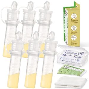 haakaa Colostrum Collector Kit Breast Milk Collector with Cotton Cloth Wipe and Storage Case, Ready-to-Use, Reusable, BPA Free, 4ml/6pcs