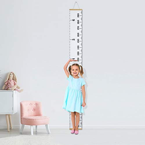 PandaEar Baby Height Growth Chart Ruler| Kids Boys Girls | Removable Wall Decor Measurement 79" x 7.9" (White)