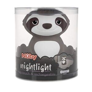 Nuby Sloth Baby Silicone Nightlight, Rechargeable, Color Changing Touch Night Light for Kids Bedside