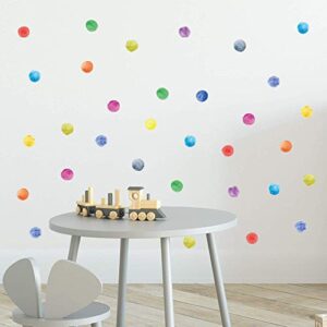 rofarso 120 decals 2.2'' colorful dots wall decals watercolor polka wall stickers diy decoration for kids baby boys girls teens removable home decor for nursery bedroom living room playing room (colorful-a)