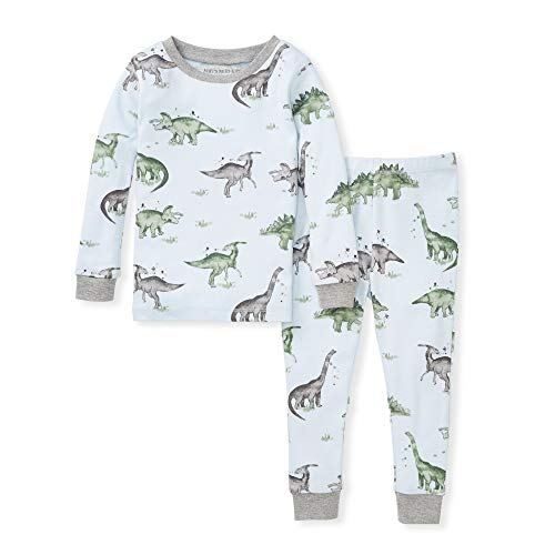 Burt's Bees Baby baby boys Pajamas, Tee Pant 2-piece Pj Set, 100% Organic Cotton and Toddler Pajama Bottoms, Happy Herbivores, 5T US