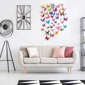 MOZUVE 120pcs Butterfly Wall Decor, Removable 3D Butterfly Wall Decals, Butterflies Decoration Suitable for DIY Kids Nursery, Bedroom Decor, TV wall, Wedding, Birthday etc