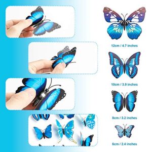 MOZUVE 120pcs Butterfly Wall Decor, Removable 3D Butterfly Wall Decals, Butterflies Decoration Suitable for DIY Kids Nursery, Bedroom Decor, TV wall, Wedding, Birthday etc