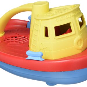 Green Toys Tugboat, Assorted CB - Pretend Play, Motor Skills, Kids Bath Toy Floating Pouring Vehicle. No BPA, phthalates, PVC. Dishwasher Safe, Recycled Plastic, Made in USA.