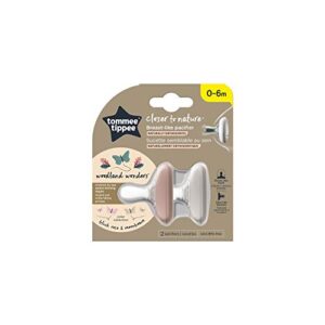 Tommee Tippee Breast-Like Pacifier, Skin-Like Texture, Symmetrical Design, BPA-Free Binkies, 0-6m, 2-Count, Blush/Moonbeam