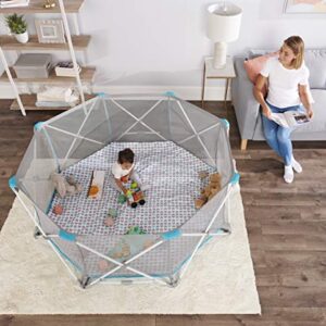 Regalo My Portable Play Yard Extra Large Deluxe with Removable Pad, Indoor and Outdoor, Bonus Kit, Teal, 8-Panel