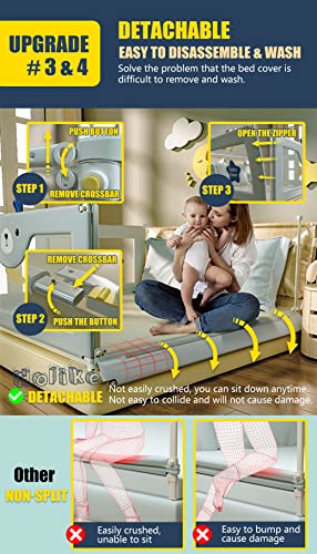 HOLIKE Bed Rails for Toddlers - 60" 70" 80" Extra Long Baby Bed Rail Guard (1 Side: 70''(L) x 30"(H), Only 1 Side)