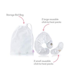 Frida Mom Instant Heat Reusable Breast Warmers | Reusable Click-to-Heat Relief in an Instant for Nursing + Pumping Moms | 2 sets - 2 small + 2 large heat packs
