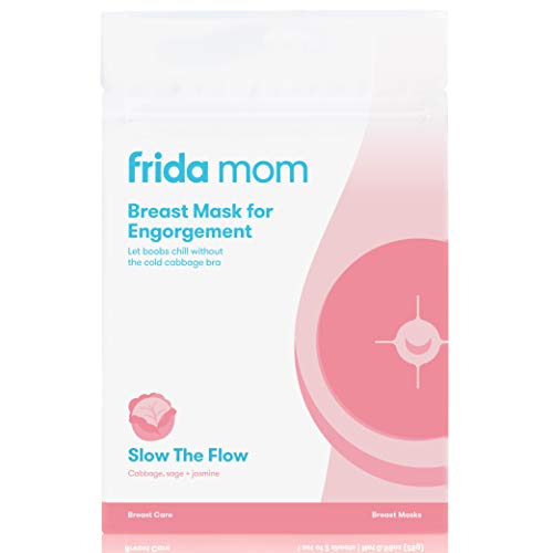 Frida Mom Breast Mask for Engorgement- Made with Cabbage, Jasmine + Sage to Relieve Engorged Boobs + Breastfeeding Weaning- 2 Sheet Masks - No Artificial Fragrances, Phthalates, or Parabens