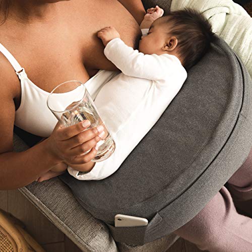 Frida Mom Adjustable Nursing Pillow | Customizable Breastfeeding Pillow for Mom + Baby Comfort with Back Support, Adjustable Wrap Around Waist Strap, Pockets for Heat Relief