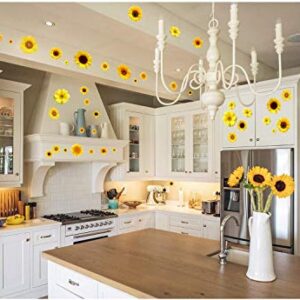 72 Pieces Summer Sunflower Wall Decals Removable Sunflower Stickers Decor 3D Sunflower Peel and Stick Decals Self-Adhesive Sunflower Stickers for Cars Crafts Baby Bathroom Kids Living Room Decor