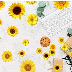 72 Pieces Summer Sunflower Wall Decals Removable Sunflower Stickers Decor 3D Sunflower Peel and Stick Decals Self-Adhesive Sunflower Stickers for Cars Crafts Baby Bathroom Kids Living Room Decor