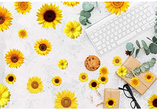 72 Pieces Summer Sunflower Wall Decals Removable Sunflower Stickers Decor 3D Sunflower Peel and Stick Decals Self-Adhesive Sunflower Stickers for Cars Crafts Baby Bathroom Kids Living Room Decor