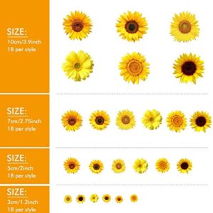 72 Pieces Summer Sunflower Wall Decals Removable Sunflower Stickers Decor 3D Sunflower Peel and Stick Decals Self-Adhesive Sunflower Stickers for Cars Crafts Baby Bathroom Kids Living Room Decor
