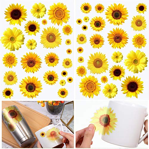 72 Pieces Summer Sunflower Wall Decals Removable Sunflower Stickers Decor 3D Sunflower Peel and Stick Decals Self-Adhesive Sunflower Stickers for Cars Crafts Baby Bathroom Kids Living Room Decor