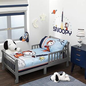 bedtime originals astronaut snoopy 4-piece navy/blue space toddler bedding set