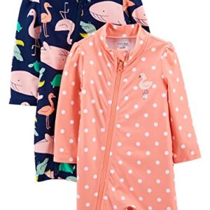 Simple Joys by Carter's Baby Girls' 1-Piece Zip Rashguards, Pack of 2, Sea Friends/Dots, 18 Months