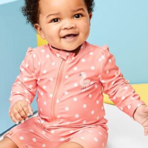 Simple Joys by Carter's Baby Girls' 1-Piece Zip Rashguards, Pack of 2, Sea Friends/Dots, 18 Months