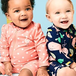 Simple Joys by Carter's Baby Girls' 1-Piece Zip Rashguards, Pack of 2, Sea Friends/Dots, 18 Months