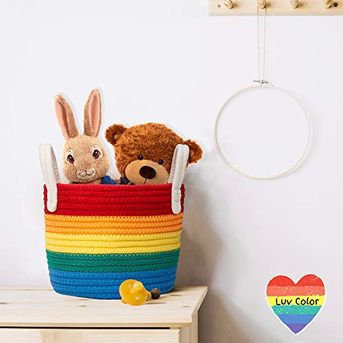 Rainbow Decor Cotton Woven Storage Basket Set Perfect For Rainbow Nursery Decor Playroom Kids Bedroom Bathroom or Classroom - Great for Organizing Toys Art Supplies Clothes… (SET OF 3)