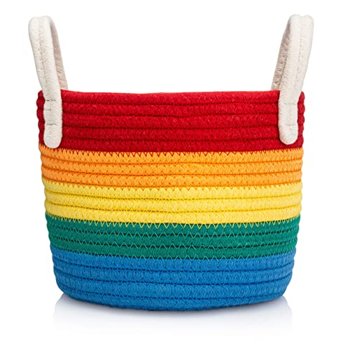 Rainbow Decor Cotton Woven Storage Basket Set Perfect For Rainbow Nursery Decor Playroom Kids Bedroom Bathroom or Classroom - Great for Organizing Toys Art Supplies Clothes… (SET OF 3)